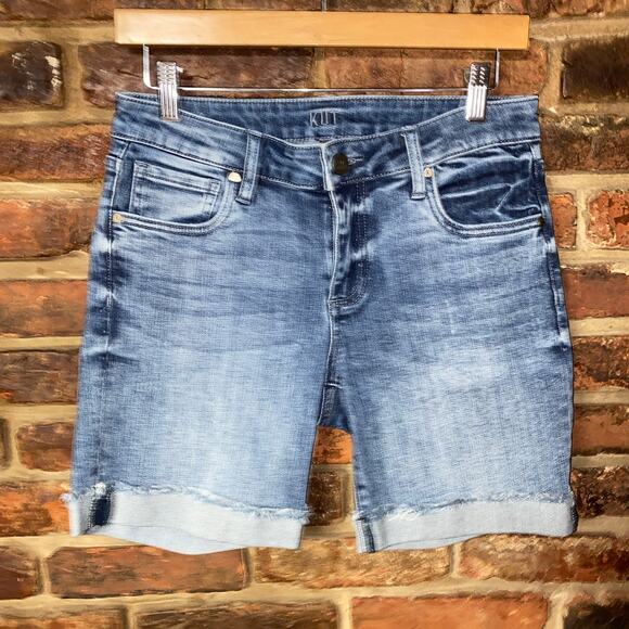 Kut From The Kloth Blue Denim Cuffed Boyfriend Jean Shorts Women's Size 2 - Picture 1 of 6
